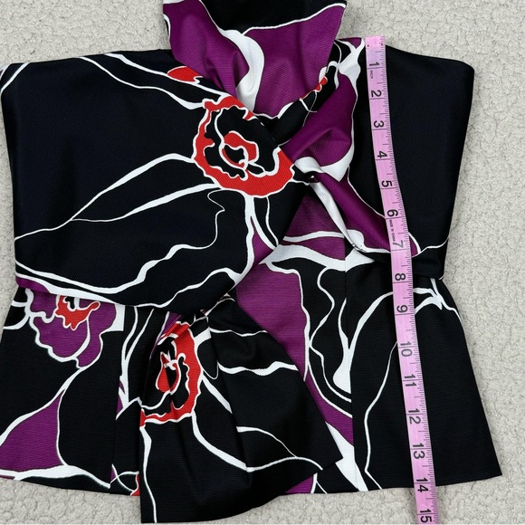 Trina Turk Lacquer Twist Bow Strapless Top Orchid Black - Picture 6 of 9